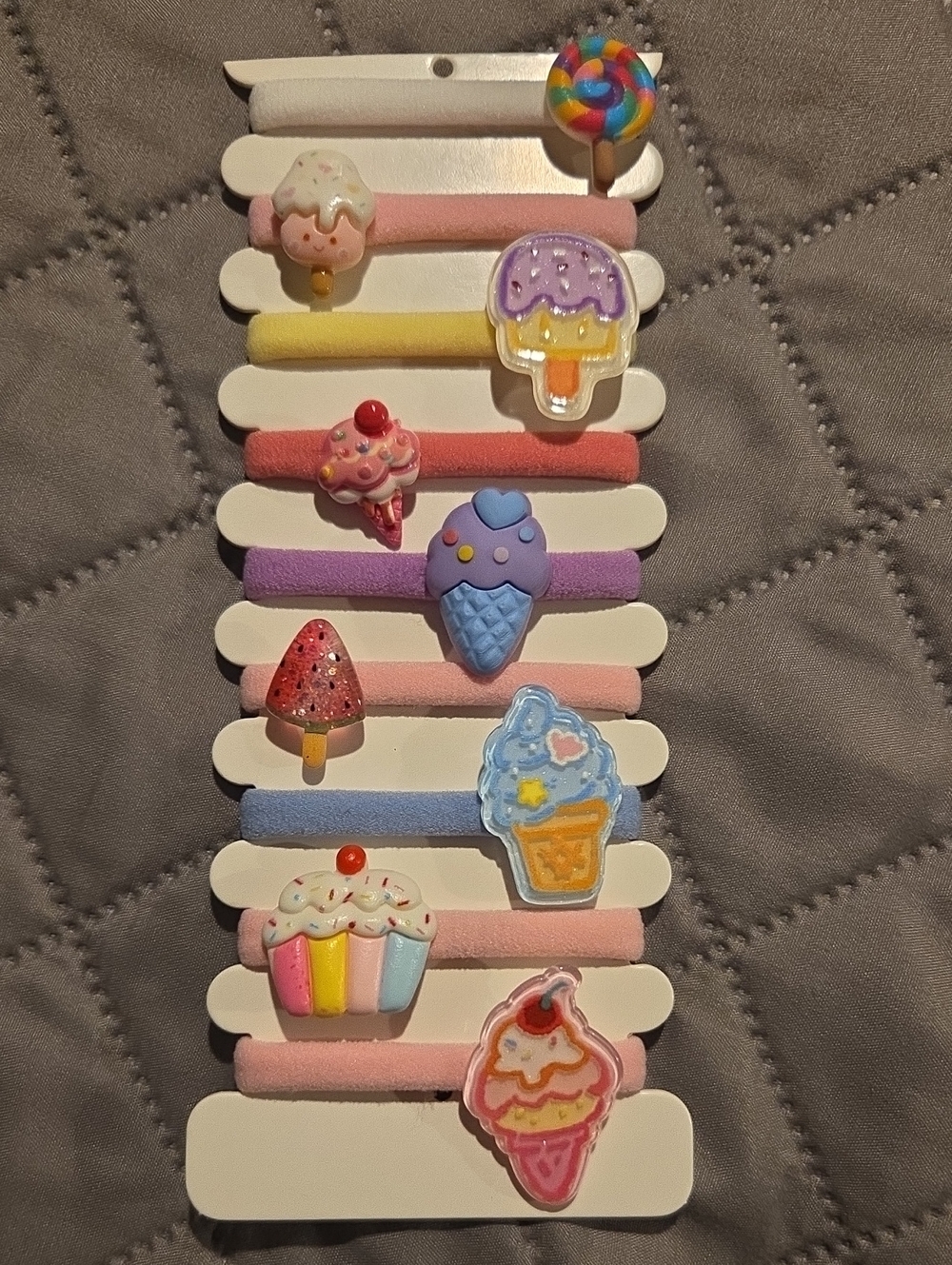 Kids Cute Ice Cream Hair Tie Set - Pastel Multicolor